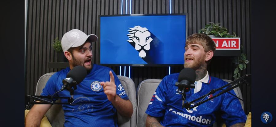 Alex recording a Chelsea Fan TV podcast episode